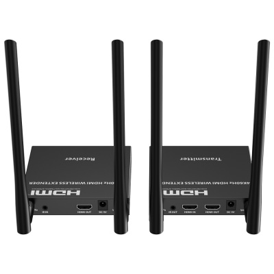 Extensores HDMI sem fios pretos com antenas