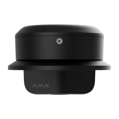 Sensor preto de formato circular com parafuso e palavra AJAX