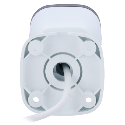 Base inferior branca de uma câmera de vigilância com cabo branco