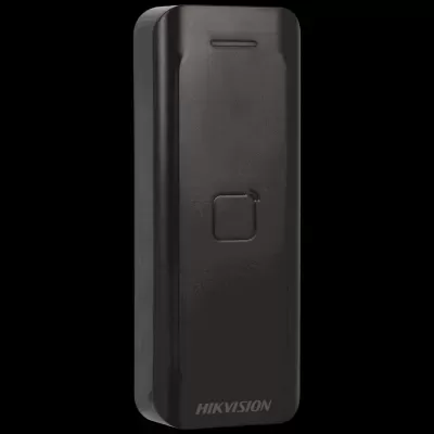 Dispositivo electrónico preto HIKVISION com botão quadrado no centro