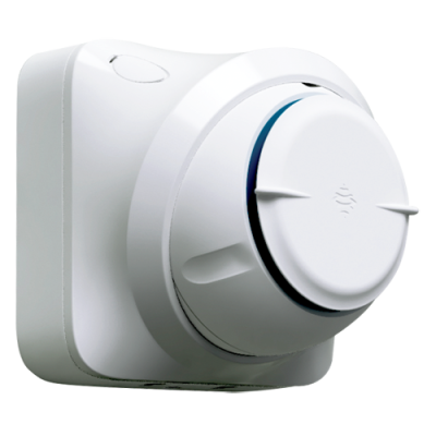 Sensor de fumo branco com botão lateral