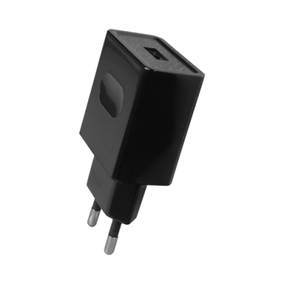 Carregador USB preto quadrado com pinos europeus