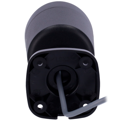 Câmara de vigilância preta e cinza com cabo cinza