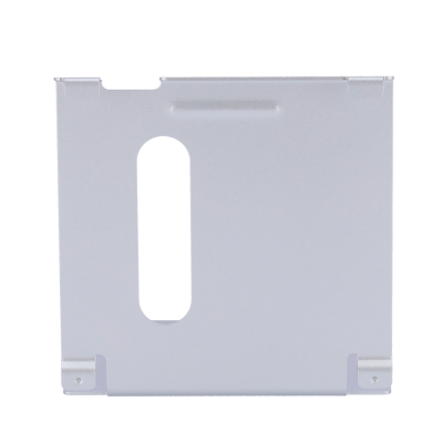 Tampa metálica cinza claro com corte oval central
