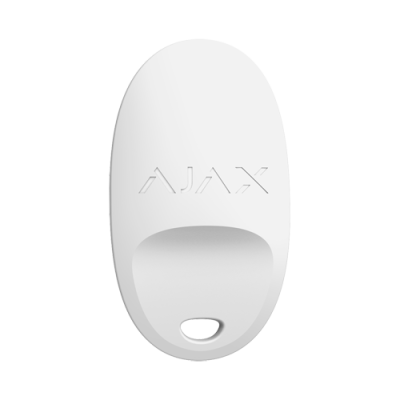 Dispositivo branco oval com a palavra AJAX em relevo