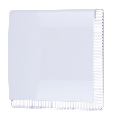 Ventilador de parede branco com grelha inferior