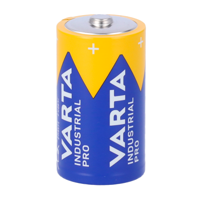 Pilha industrial VARTA PRO azul e amarela formato D