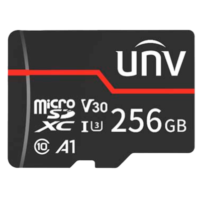 Cartão de memória microSDXC preto com capacidade de 256 GB