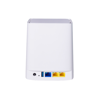 Roteador branco com portas WAN, LAN, USB e botão RESET