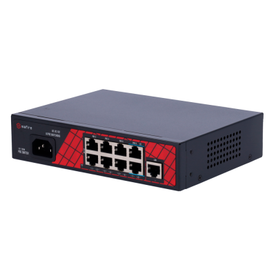 comutador de rede Safire com 8 portas Ethernet e 1 porta SFP