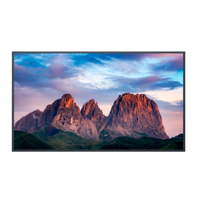 Ecrã digital com imagem de montanhas ao entardecer