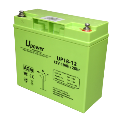 Bateria AGM recarregável Upower verde claro 12V-18Ah modelo UP18-12