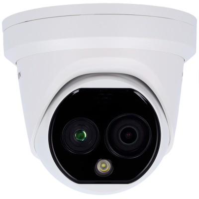 Câmara de segurança dome branca com duas lentes e luz LED