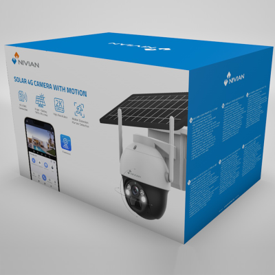 Embalagem de câmara solar 4G Nivian com painel solar e app para smartphone