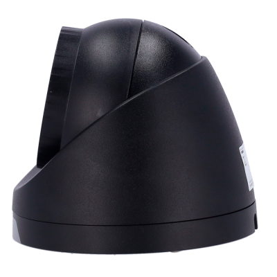 Câmara de vigilância preta tipo dome vista lateral