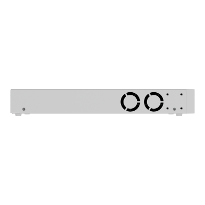 Dispositivo eletrónico retangular cinza com ventoinhas circulares pretas