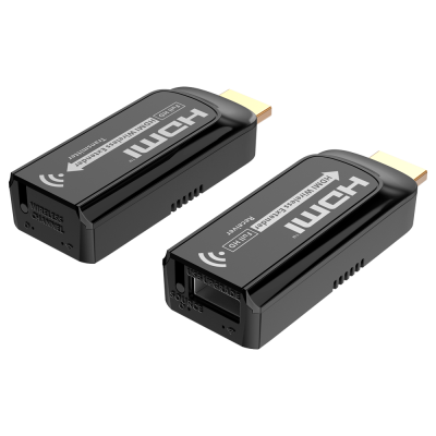 Dispositivos HDMI wireless extender preto com texto HDMI Full HD Wireless Extender