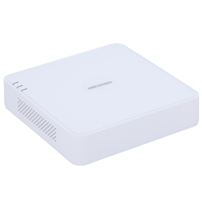 Aparelho eletrónico branco quadrado HIKVISION com ventilação lateral