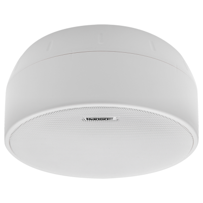 Coluna ou altifalante de teto redondo branco com grelha metálica