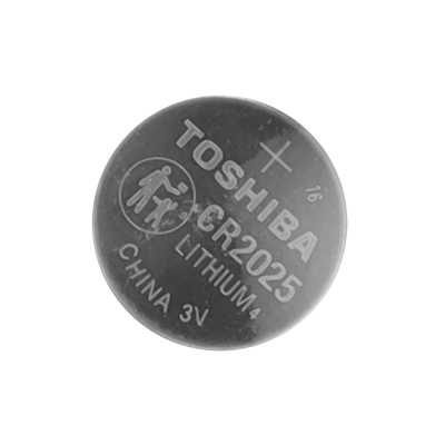 Bateria botão TOSHIBA CR2025 em fundo branco