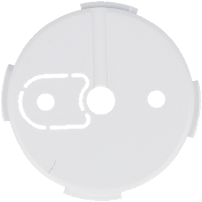 Disco branco redondo de plástico com recortes e buracos