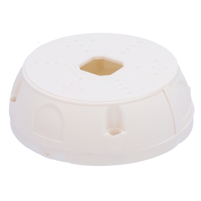 Base redonda branca em plástico com buraco hexagonal central