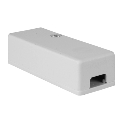 Caixa eletrônica branca retangular com parafuso e abertura inferior