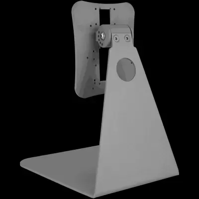 Suporte metálico cinza com articulação e base larga