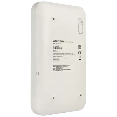Dispositivo branco Hikvision com etiqueta informativa
