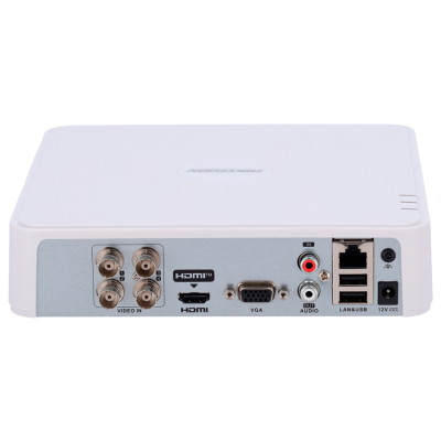 Dispositivo eletrônico branco com várias entradas e conexões na parte de trás