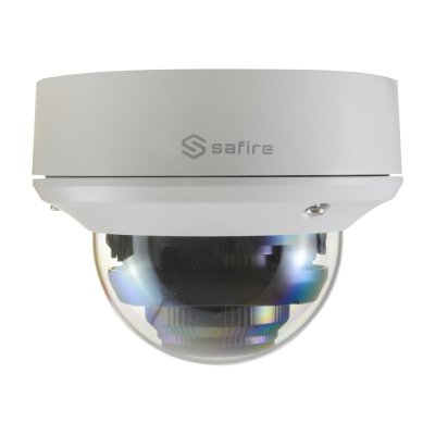 Câmara de segurança domo branca da marca Safire com lente sob cúpula transparente