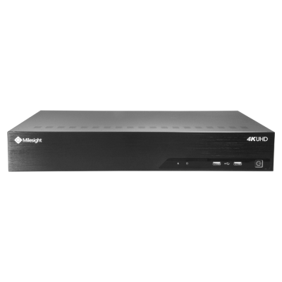 Leitor digital de vídeo preto com portas USB e texto 4K UHD