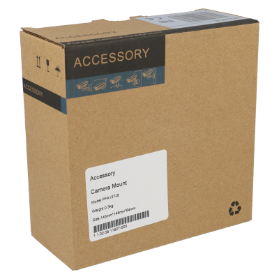 Embalagem de cartão para acessório de montagem de câmara com etiquetas e texto