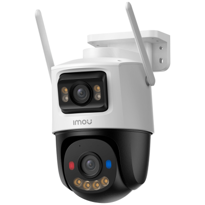 Câmara de segurança imou branca e preta com antenas e LEDs