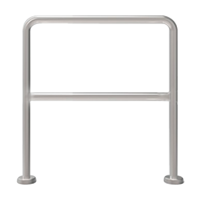 Estrutura metálica tubular cinzenta com base arredondada