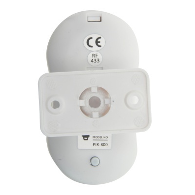 Sensor branco oval com etiqueta PIR-800 e suporte retangular