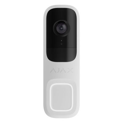 Sensor de segurança AJAZ branco e preto com câmara e botão iluminado