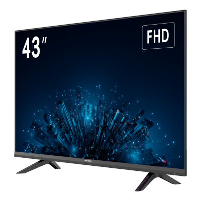 Televisor 43 polegadas FHD com base em V e moldura preta