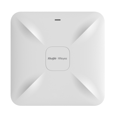 Ponto de acesso Wi-Fi Ruijie Reyee branco com design quadrado e bordas arredondadas