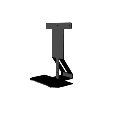 Suporte metálico preto em forma de T com base plana