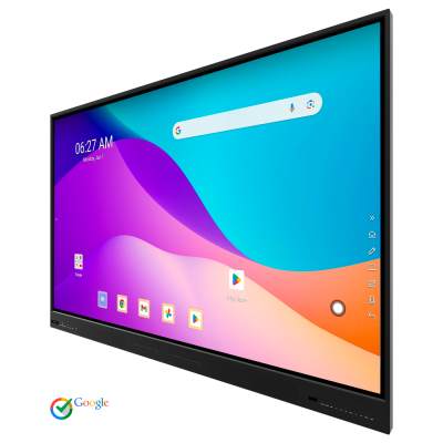Ecrã digital interativo com interface Android e moldura preta