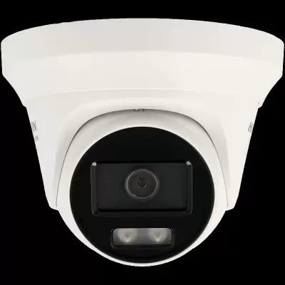câmara de segurança dome branca com lente e LEDs