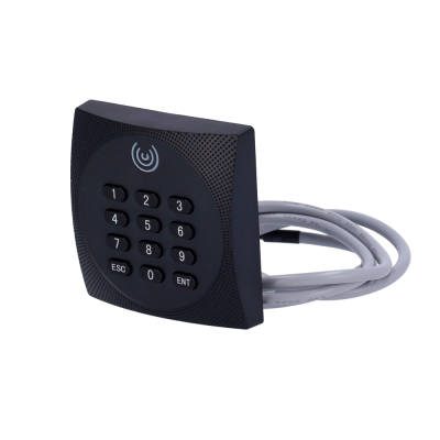 Teclado numérico preto com cabo cinza