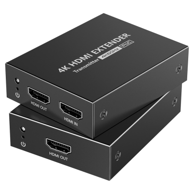 extensor HDMI 4K preto com portas HDMI e texto branco