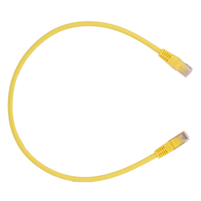 Cabo de rede ethernet amarelo com conectores RJ45