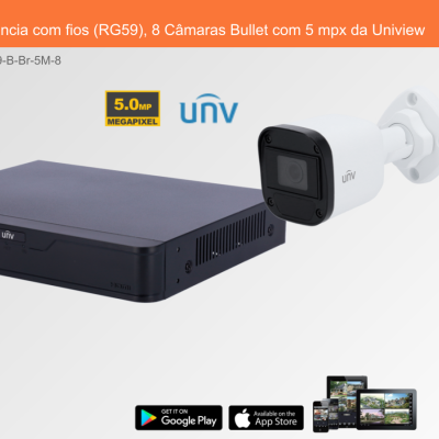 Sistema de videovigilância Uniview com gravador e câmara bullet branca