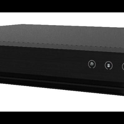 Gravador digital de vídeo Hikvision preto com LEDs frontais e porta USB
