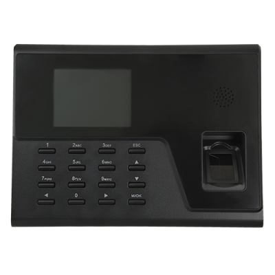 dispositivo electrónico preto com teclado numérico e sensor biométrico