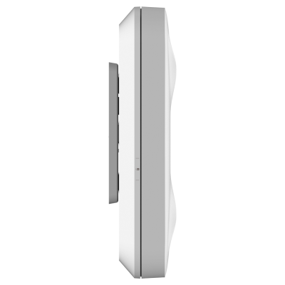 Relógio digital de parede branco visto de lado