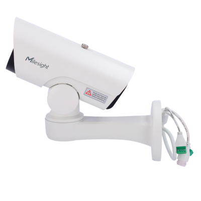 Câmara de vigilância branca Milesight com suporte e cabos
